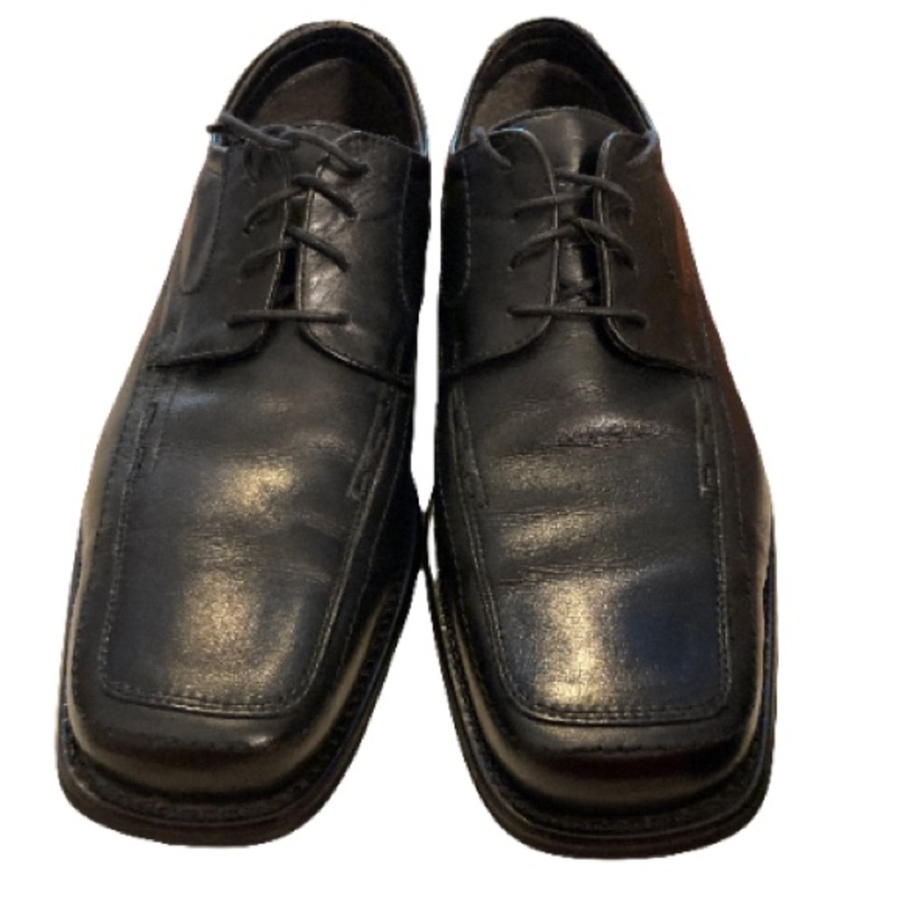 VENTURINI Men’s Oxford Shoes Square Toe Black Leather Size 8.5